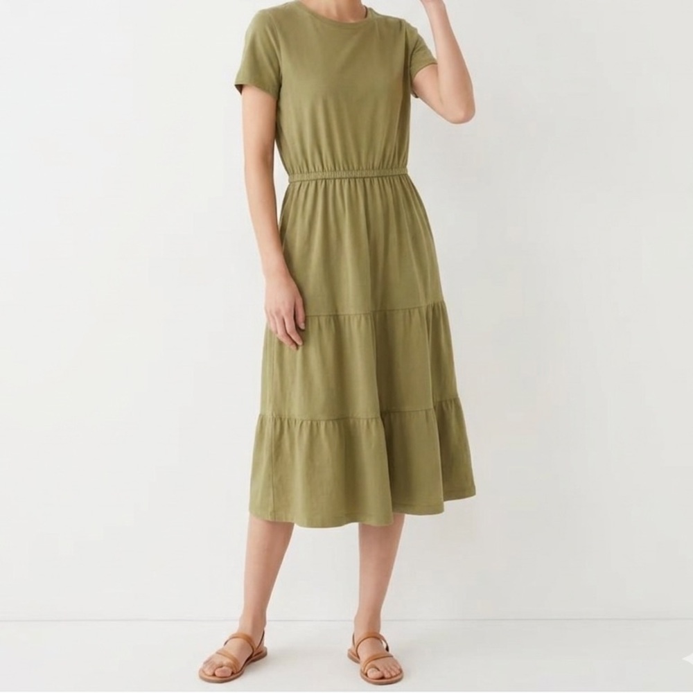 Sonoma Olive Green Tiered Short-Sleeve woman Dress